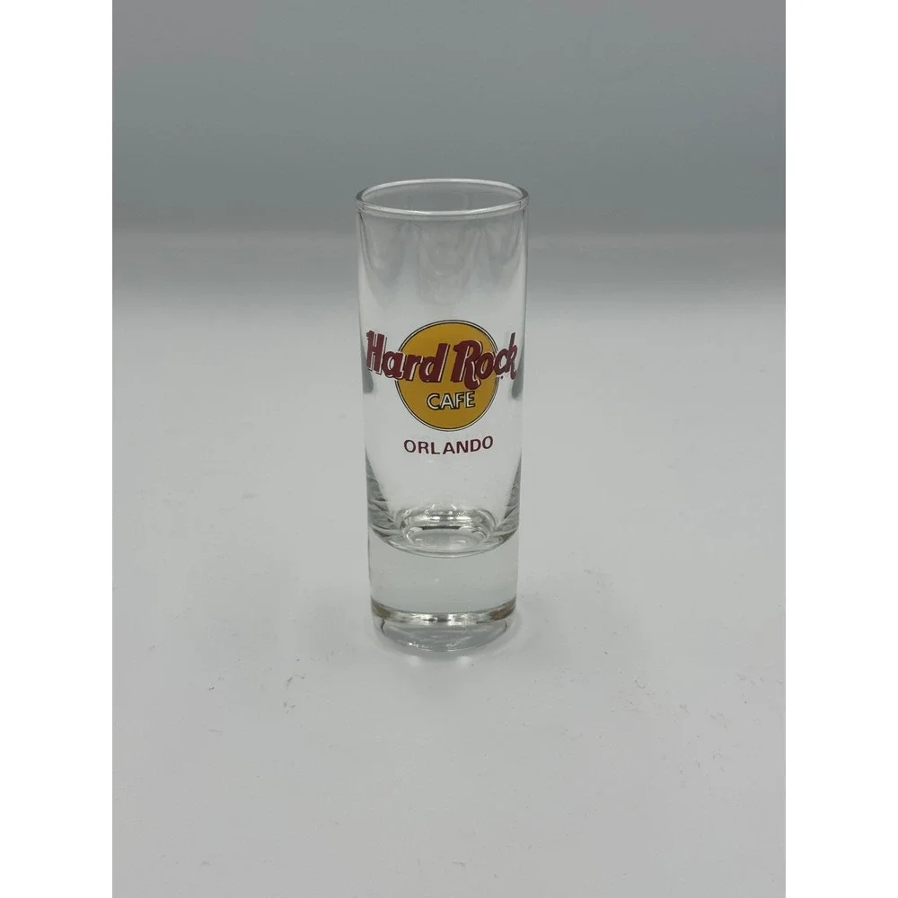 Hard Rock Cafe Orlando Shot Glass Tall Shooter Souvenir Clear Logo Barware 14